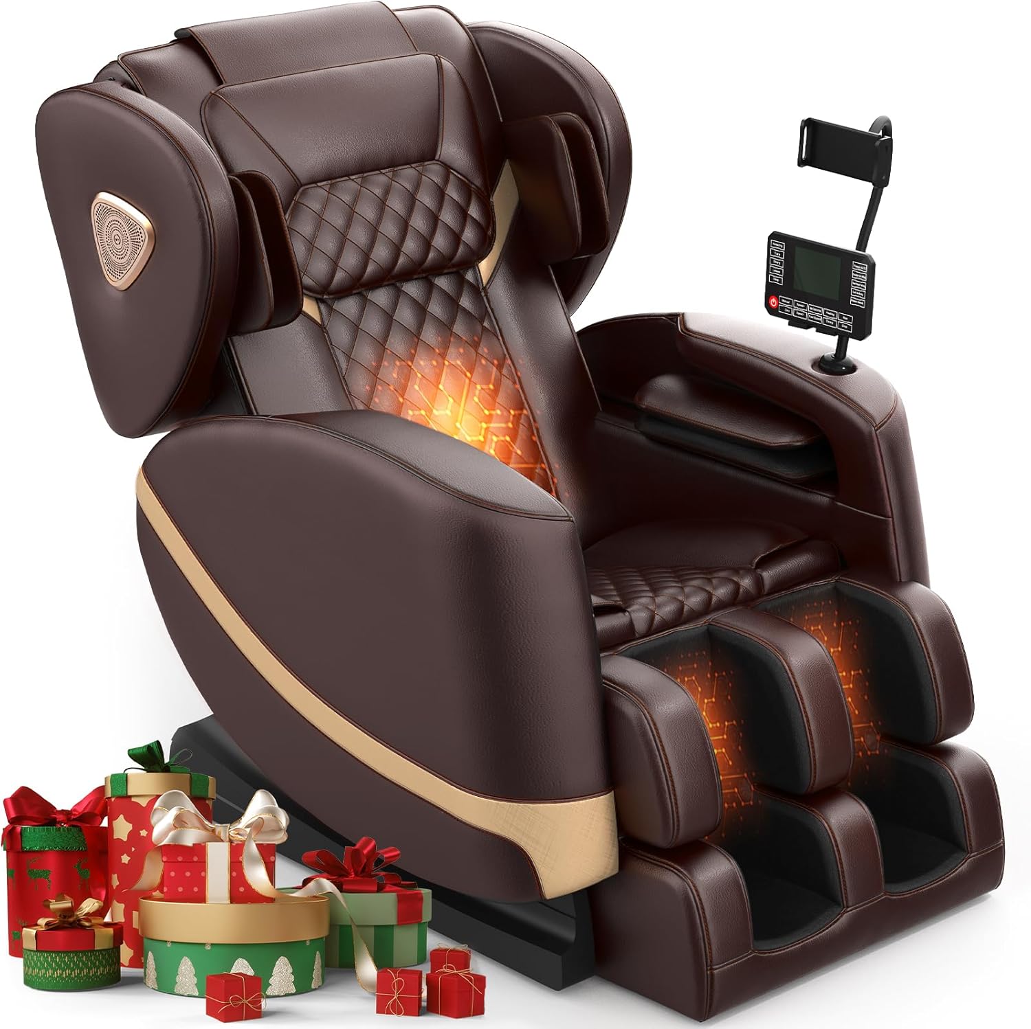 2025 Massage Chair Full Body, Zero Gravity Massage Chair with 10 Fix Rollers, Heating, Foot Massage, Auto Modes, Bluetooth Speaker, Touch Screen Controller (Upgraded Version)