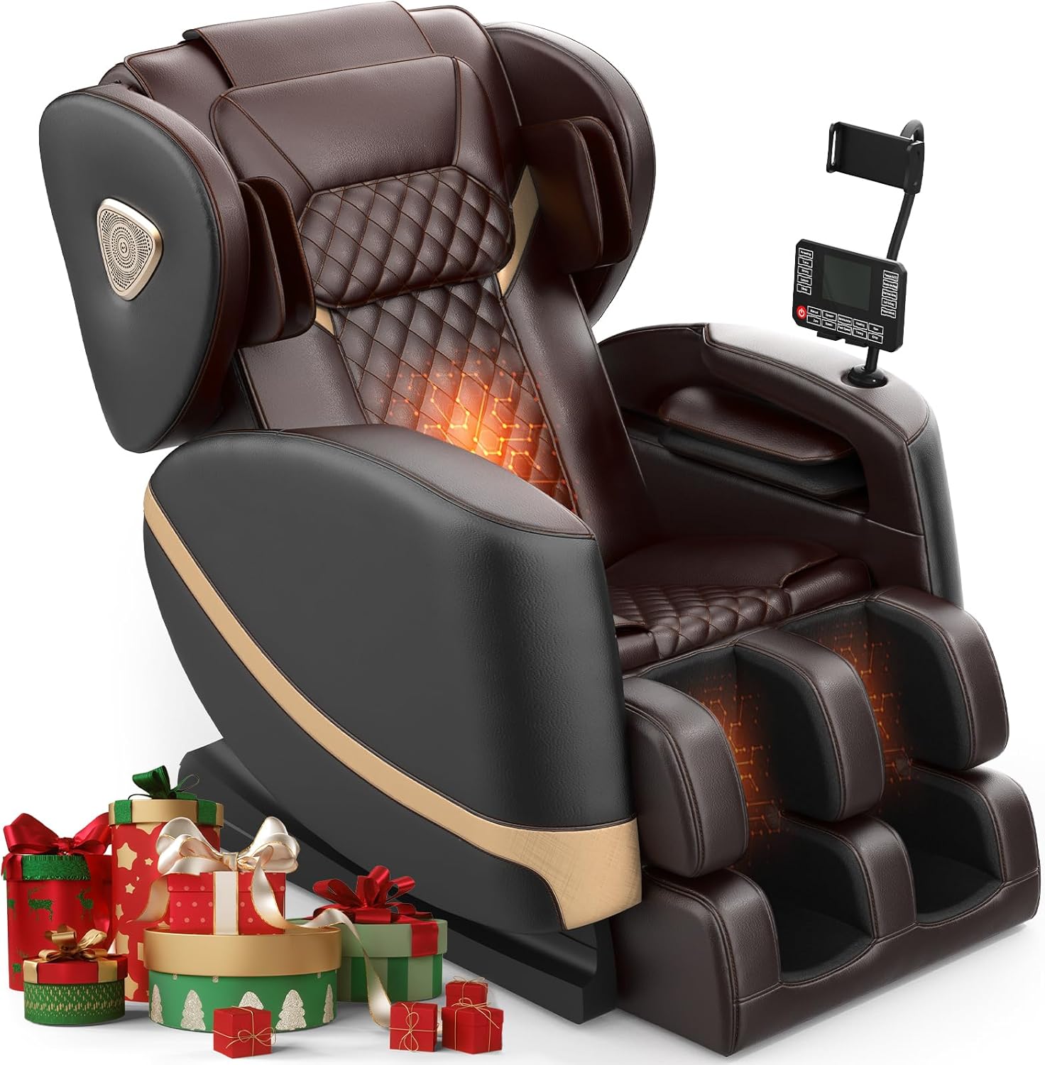 2025 Massage Chair Full Body, Zero Gravity Massage Chair with 10 Fix Rollers, Heating, Foot Massage, Auto Modes, Bluetooth Speaker, Touch Screen Controller (Upgraded Version)