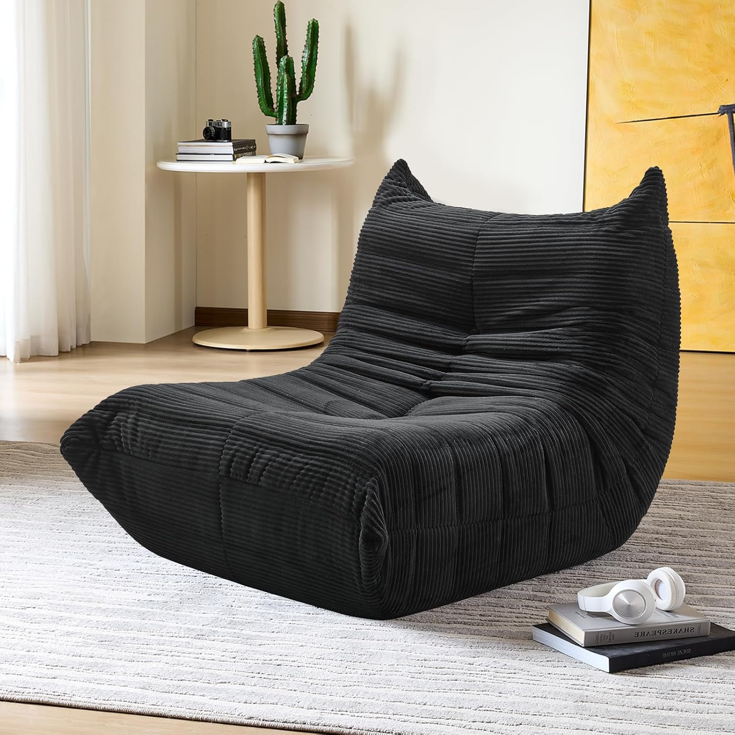 Bean Bag Chair - Corner Sofa, Fireside Chair Bean Bag Sofa Large Bean Bag Chair for Adults,Fireside Floor Couch for Living Room, Bedroom, Gaming (Yellow, Single) (Blue, Single)