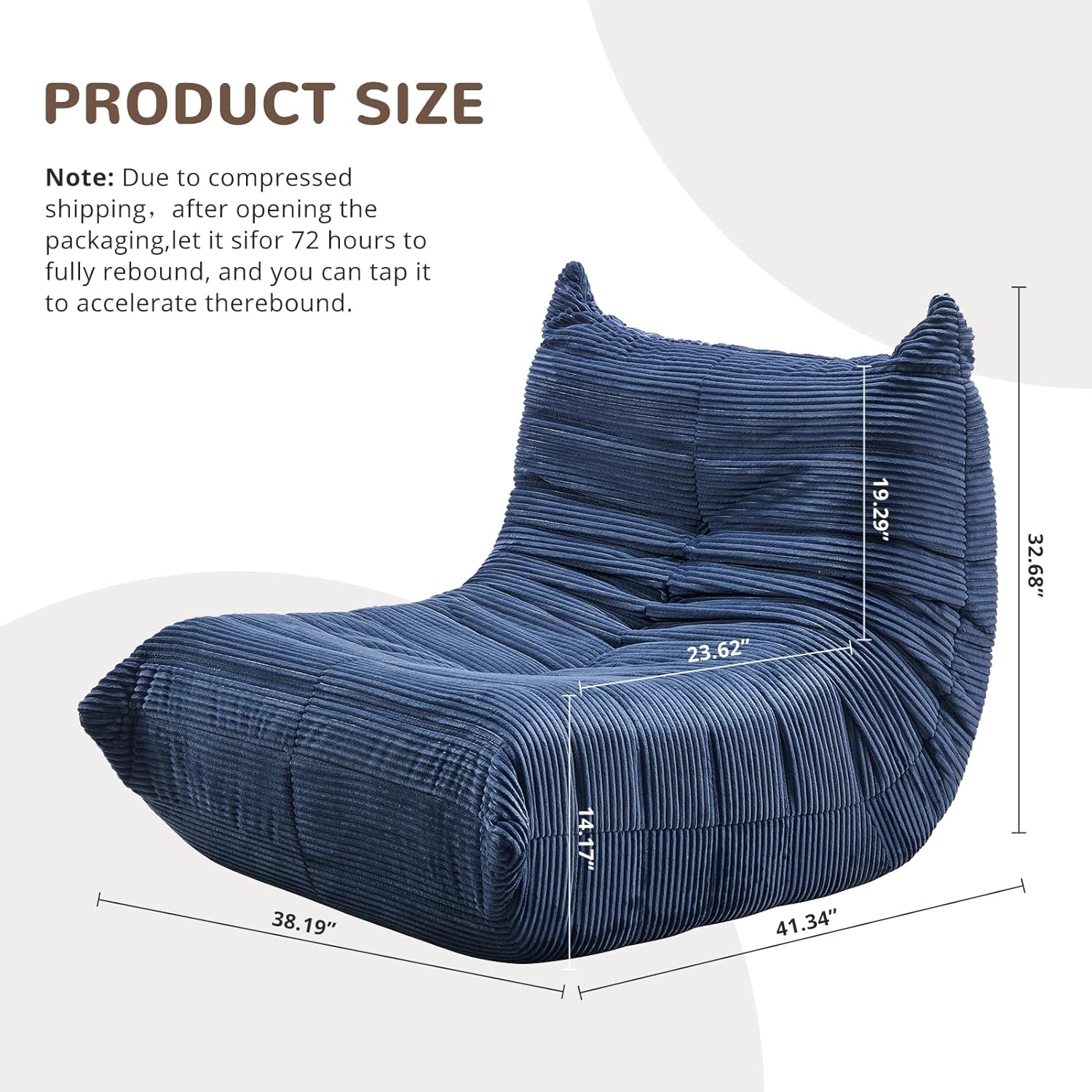 Bean Bag Chair - Corner Sofa, Fireside Chair Bean Bag Sofa Large Bean Bag Chair for Adults,Fireside Floor Couch for Living Room, Bedroom, Gaming (Yellow, Single) (Blue, Single)