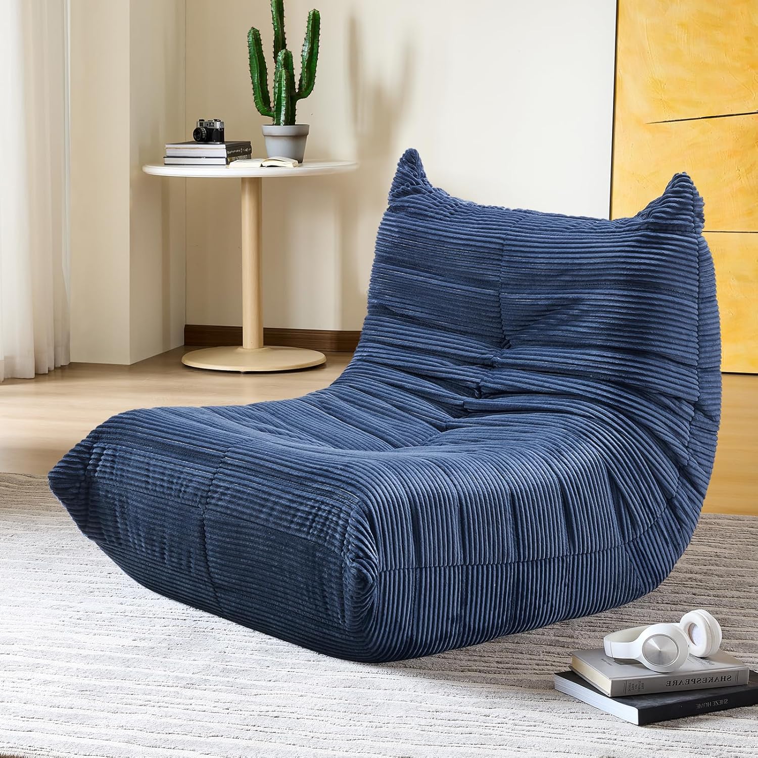 Bean Bag Chair - Corner Sofa, Fireside Chair Bean Bag Sofa Large Bean Bag Chair for Adults,Fireside Floor Couch for Living Room, Bedroom, Gaming (Yellow, Single) (Blue, Single)