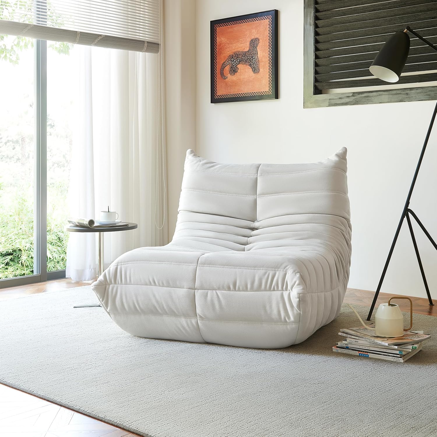 Bean Bag Chair - Corner Sofa, Fireside Chair Bean Bag Sofa Large Bean Bag Chair for Adults,Fireside Floor Couch for Living Room, Bedroom, Gaming (Yellow, Single) (Blue, Single)