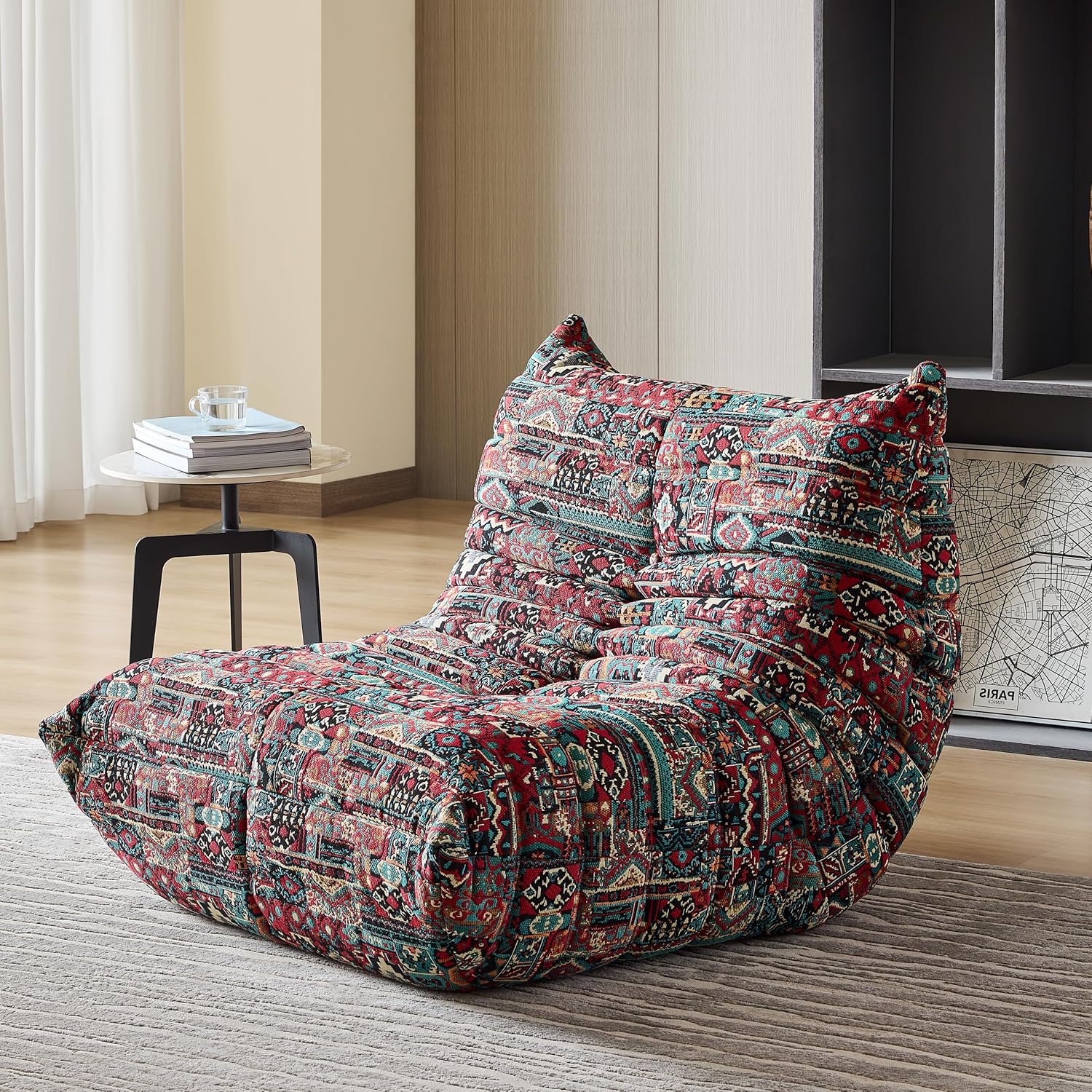 Bean Bag Chair - Corner Sofa, Fireside Chair Bean Bag Sofa Large Bean Bag Chair for Adults,Fireside Floor Couch for Living Room, Bedroom, Gaming (Yellow, Single) (Blue, Single)